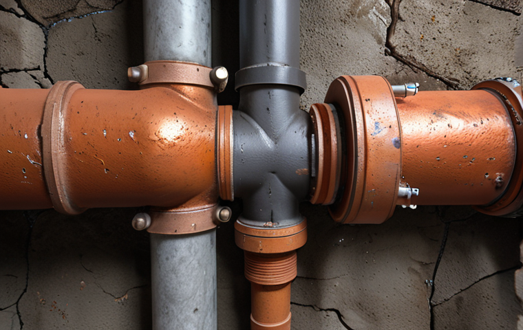 **Visual Inspection:** "Close-up of a geothermal system's pipes and fittings, highlighting potential damage like cracks, rust, or leaks. Emphasis on the importance of routine checks for durability."