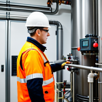 **

"A professional engineer, fully clothed in appropriate safety gear, inspecting a geothermal heating system in a modern, well-lit mechanical room. Focus on the clarity of the equipment and the engineer's focused expression. Safe for work, appropriate content, perfect anatomy, professional environment, high-quality rendering."

**