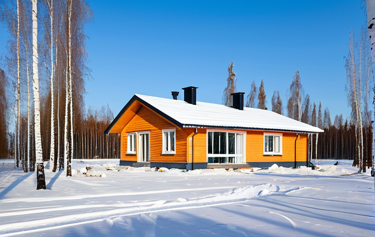 **
"A modern house in a snowy Russian landscape, with a geothermal heating system indicated by subtle ground markings (no excavation visible). Professional photography, daytime, clear sky, surrounded by birch trees. The house is fully clothed in snow, appropriate for the winter season. Safe for work, family-friendly, perfect anatomy, natural proportions, professional, modest. This image should highlight energy efficiency and environmental friendliness."
**