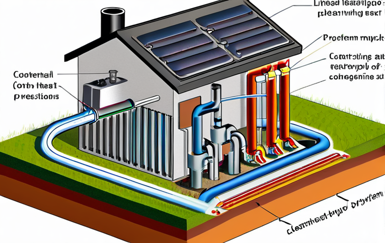 지열 냉난방 시스템의 열원 및 열교환기 이해 - Geothermal System Diagram**

"A clear, labeled diagram illustrating the components of a geothermal h...