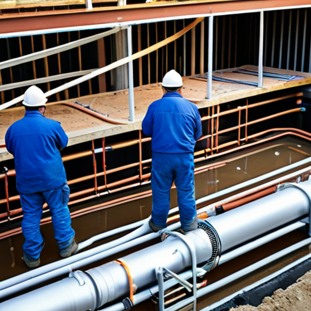 지열 냉난방 시스템의 운영 성능 평가 - Geothermal Installation**
"Geothermal system installation in progress, showing buried pipes and a h...