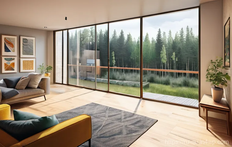 지열 냉난방 시스템의 온도 조절 방법 - **Prompt:** "A brightly lit, modern living room in a stylish Russian apartment. A young family, comp...