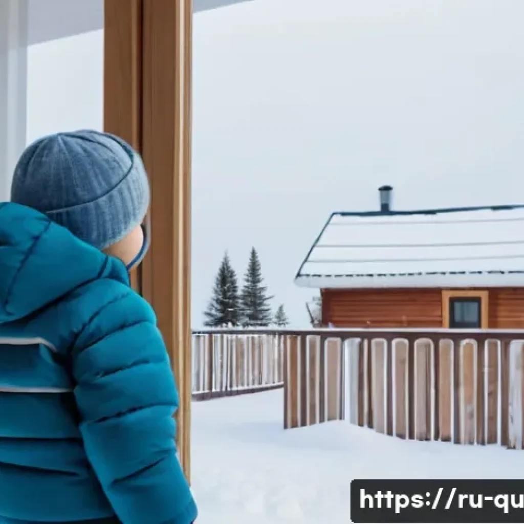 지열 냉난방 시스템의 에너지 소비 효율 분석 - **Prompt:** A cozy, modern Russian home exterior in winter. Snow is gently falling. In the foregroun...