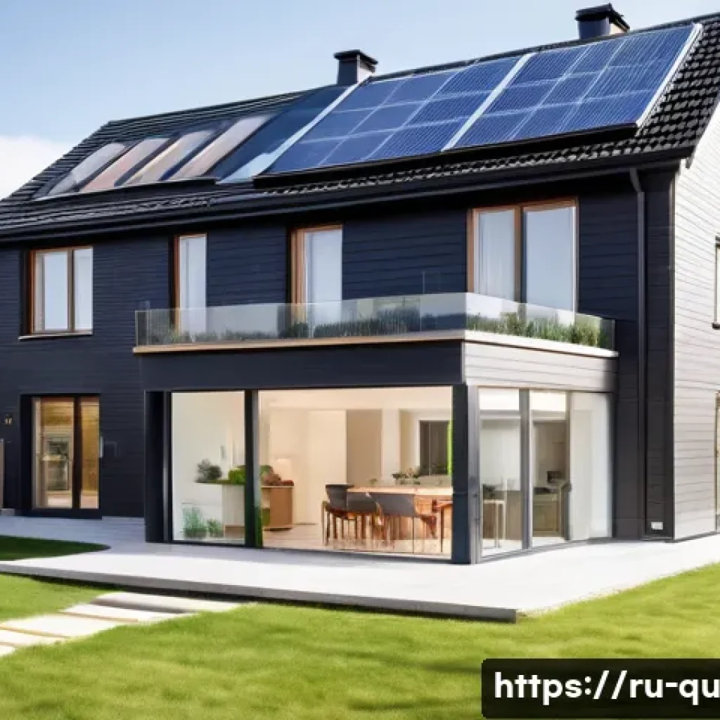 지열 냉난방 시스템의 설계 및 시공 예시 - **A highly detailed cross-section of a modern, eco-friendly detached house, showcasing a geothermal ...