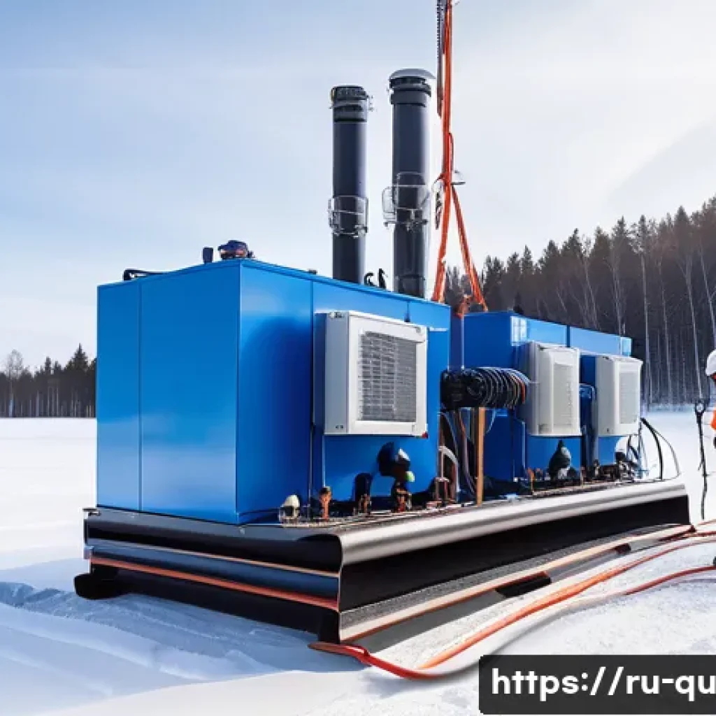 지열 냉난방 시스템의 시장 성장 전망 - A modern geothermal heating system installation at a residential home in a cold Russian region, show...