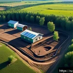 Home 21 지열 냉난방 시스템의 설치 장소에 대한 고려 - A detailed aerial view of a gently sloping rural landscape in Russia, showing a well-planned geother...