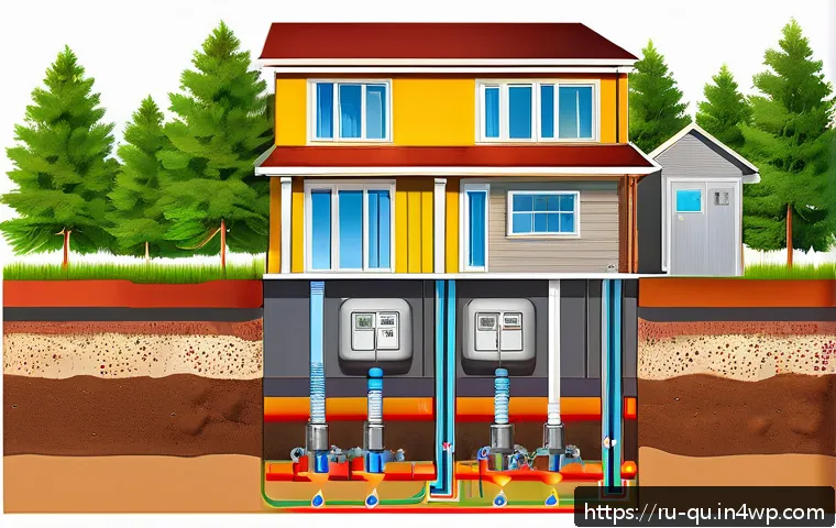 지열 냉난방 시스템의 성능 평가 방법 - A detailed cutaway illustration of a modern geothermal heat pump system installed in a Russian subur...
